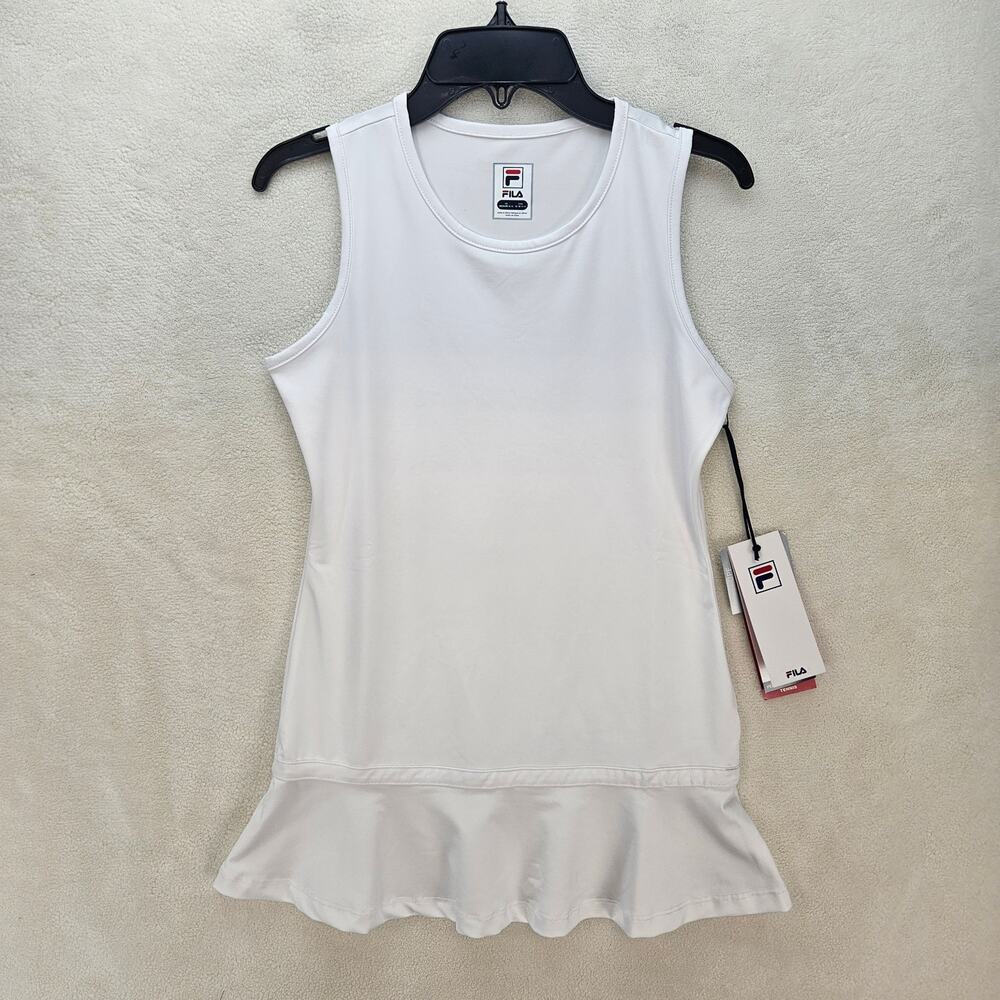 FILA GIRLS MEDIUM WHITE TENNIS DRESS NWT RHINESTONE LOGO TG018413